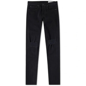 rag & bone Mens Fit 1 Extra Slim Skinny Jeans Size 34 Black Distressed